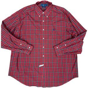EUC Men's RALPH LAUREN Blake Tartan Red Plaid Shirt | Size‎ XL